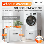 RELLES Waschmaschinen Untergestell mit Schublade, 500 kg Tragkraft, Unterbau aus Stahl, 62x62x50,5 cm (LxBxH), Podest für Waschmaschine und Trockner, Unter Schrank Erhöhung, Höhenverstellbare Füße