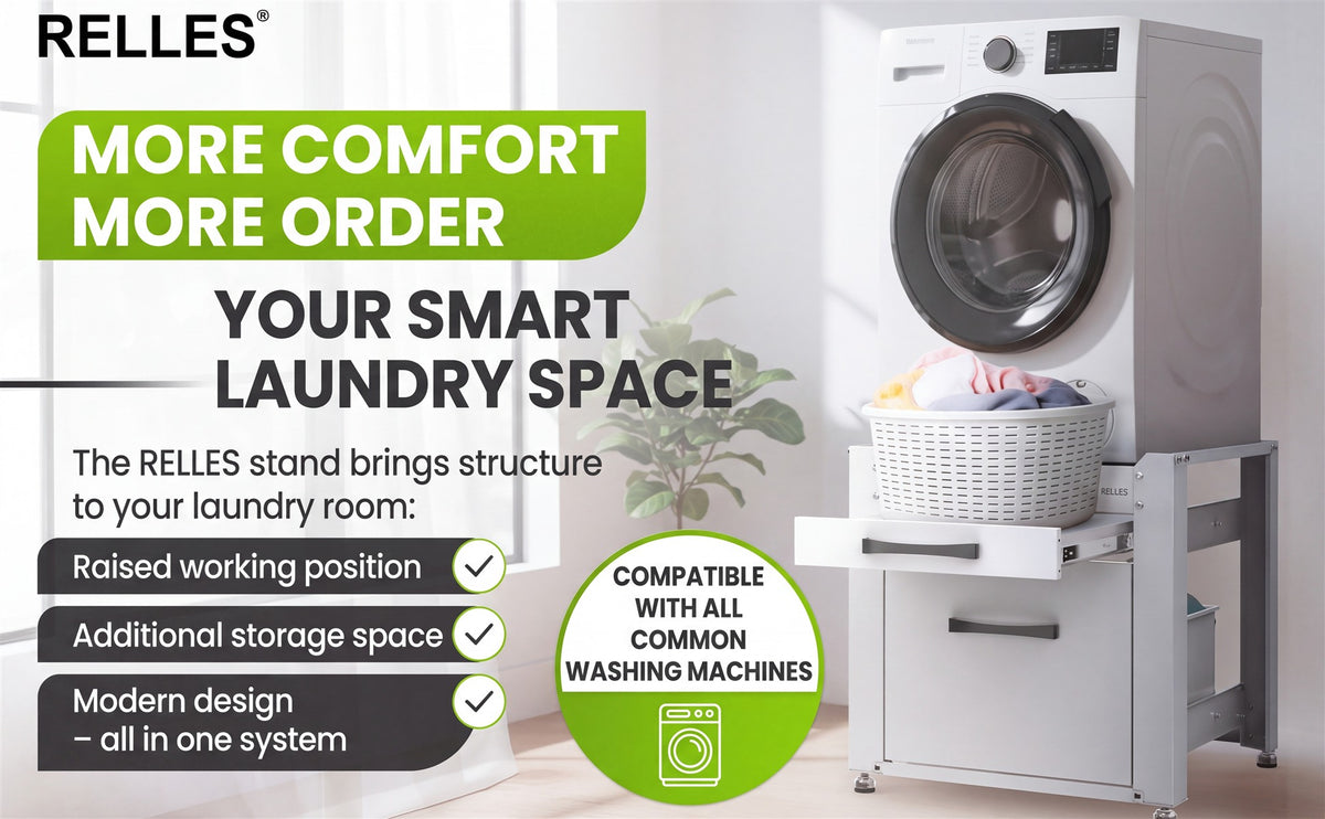 RELLES washing machine base frame A004: more comfort and more order in the laundry room