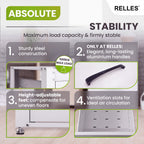 Steel construction, handle, height-adjustable feet and ventilation slots of the RELLES base frame A004