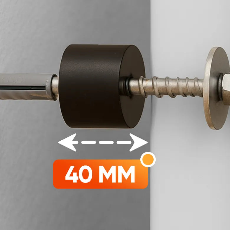 Spacer with screw and washer on the wall, distance 40 mm
